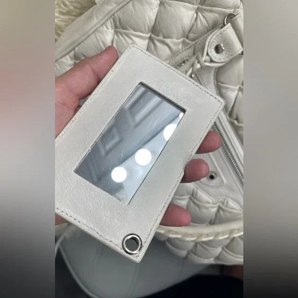 Balenciaga White Quilted Satchel with Pouch